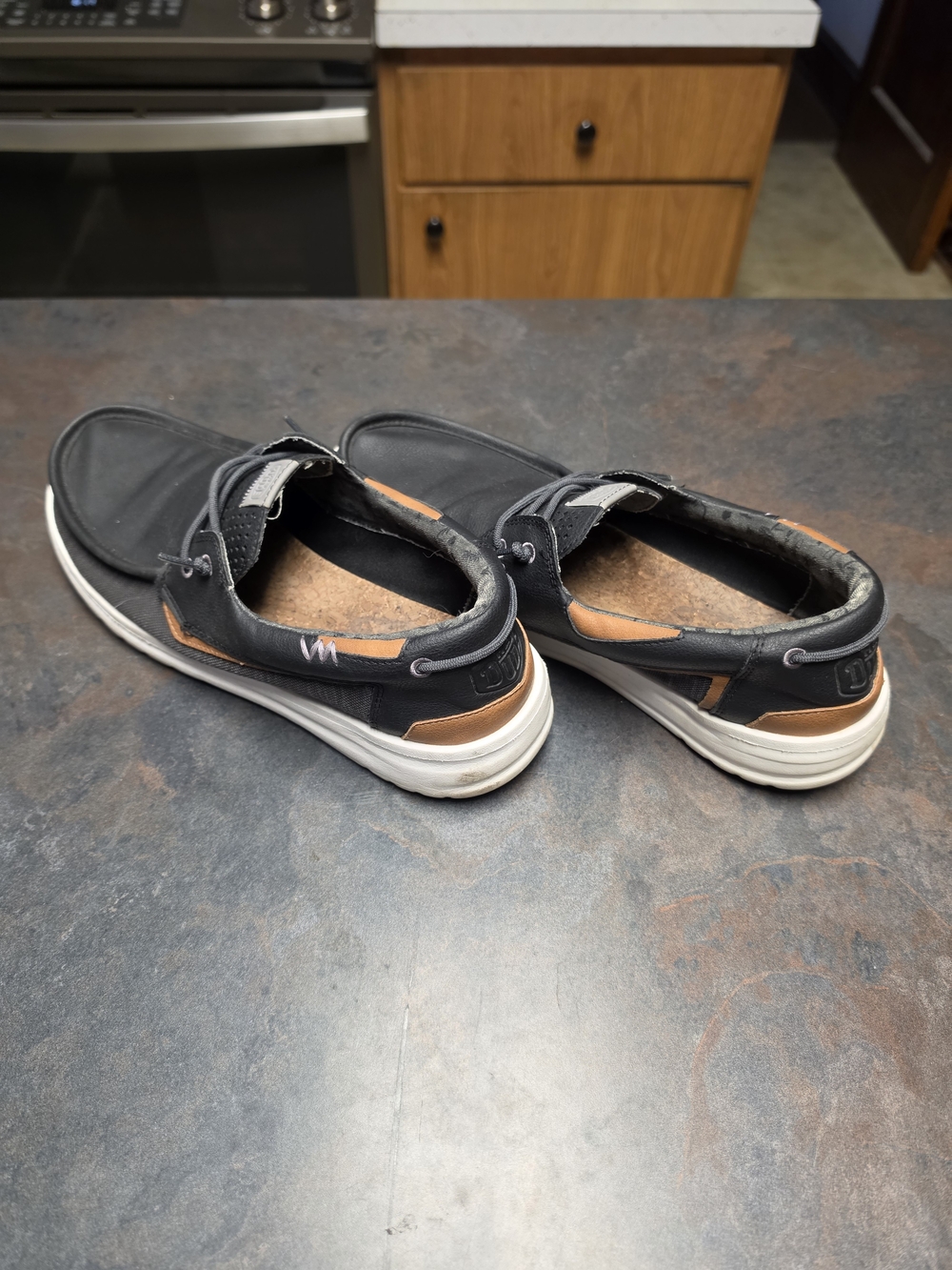 Men's Hey Dude Welsh Grip Heathered Mesh Black Boat Shoes - Picture 4 of 11